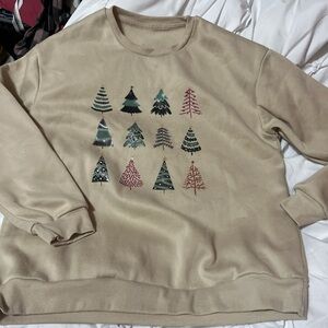 SHEIN Beige Christmas Tree Sweater